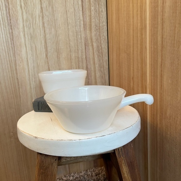 Fire king anchor hocking‎ milk glass handle soup bowl set - Picture 2 of 11